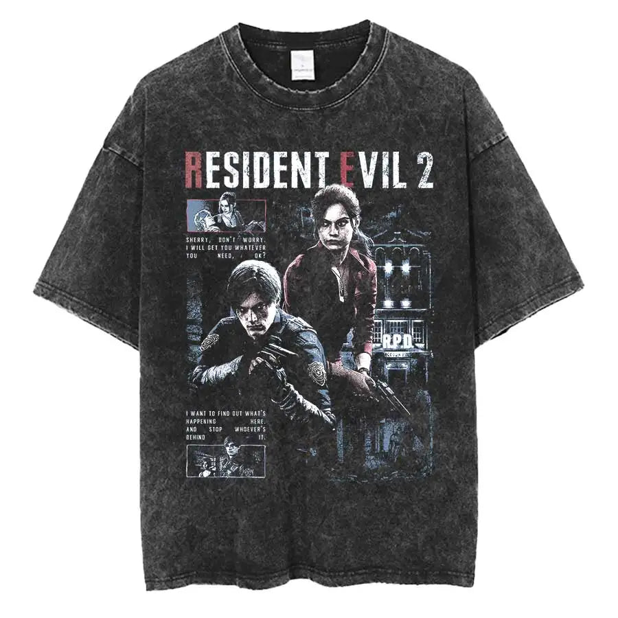 1990S Resident Evil Biohazard Leon Kennedy Oversized T shirt 100% Cotton