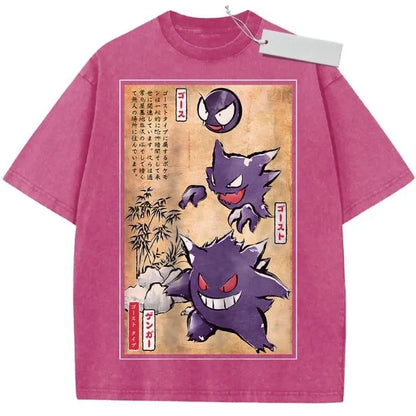 Pokemon Gengar Graphic T Shirt Oversized Vintage Washed Anime