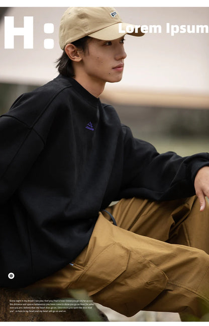 TFETTERS Suede Sweatshirt Solid Color Baggy Pullovers