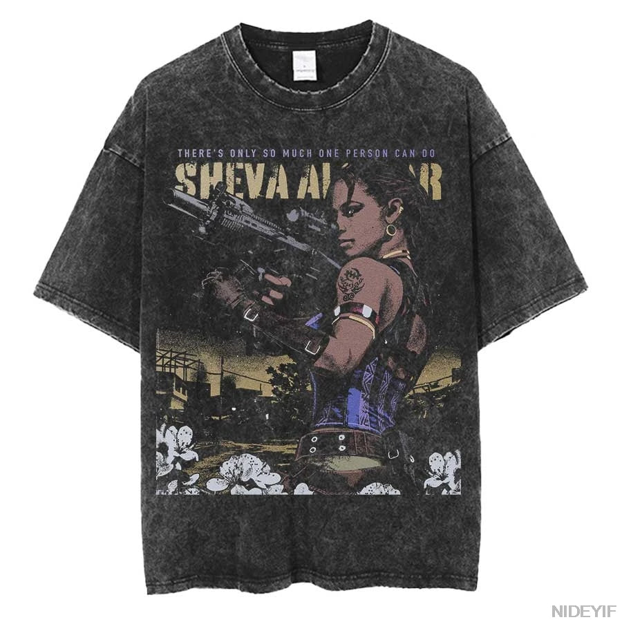 1990S Resident Evil Biohazard Leon Kennedy Oversized T shirt 100% Cotton