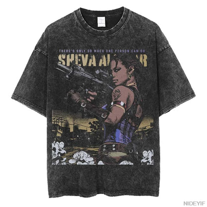 1990S Resident Evil Biohazard Leon Kennedy Oversized T shirt 100% Cotton