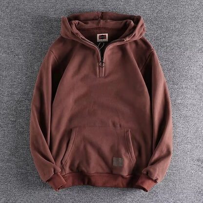 Half Zip Hoodie Vintage Heavyweight Pullover