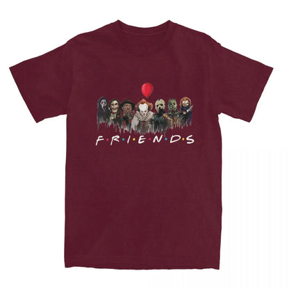 Men Women's T-Shirt Halloween Movie Horror Friends Merchandise Novelty Cotton Short Sleeve thrilling movie T Shirt Round Collar