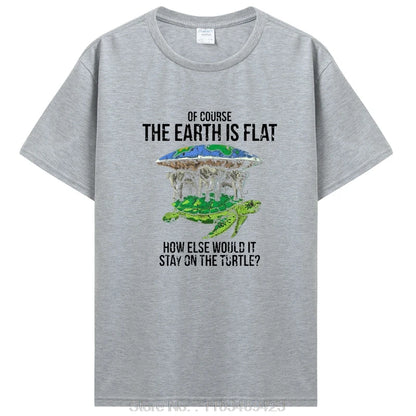 Funny Flat Earth Society Turtle Elephants Graphic Cotton Tshirt