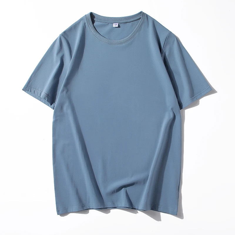 Men's Solid Color Round Neck Cotton T-shirt