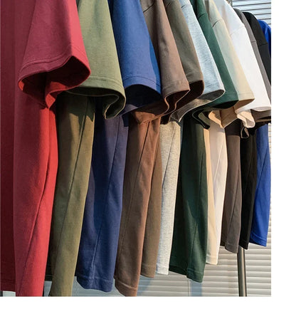 210g Cotton Solid Color Oversize Casual Tshirt 5XL