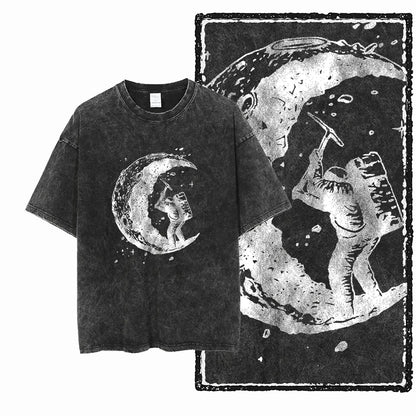 ASTRONAUT SPACE THEMES Printed Cotton Big Size T Shirt