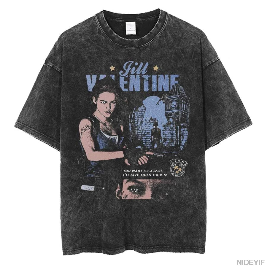 1990S Resident Evil Biohazard Leon Kennedy Oversized T shirt 100% Cotton