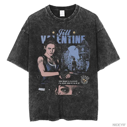 1990S Resident Evil Biohazard Leon Kennedy Oversized T shirt 100% Cotton
